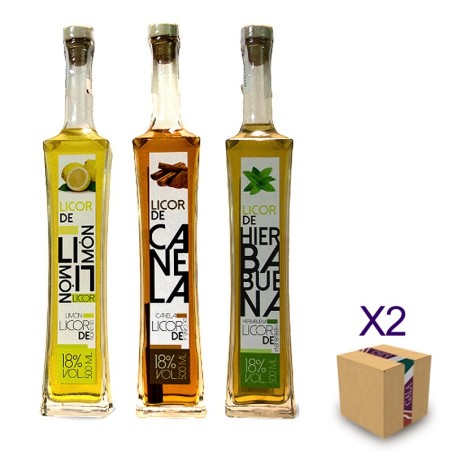 Caja Surtida de Licores Naturales Limón Hierbabuena Canela sin aditivos