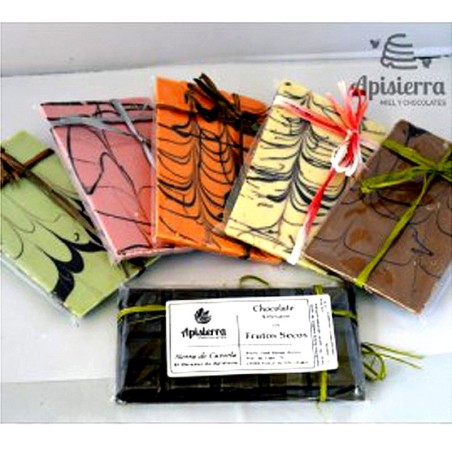 Chocolate Artesano Blanco Apisierra sabor Limón Naranja Fresa natural