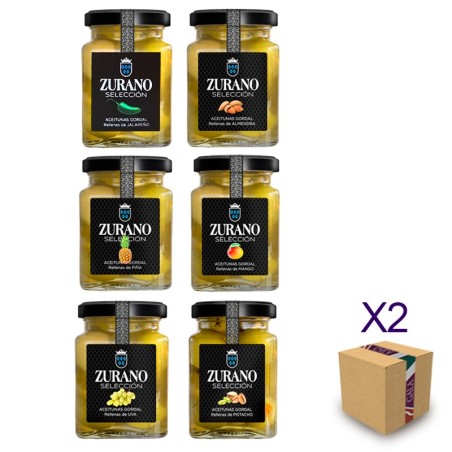 pack surtido aceitunas gordal rellenas gourmet zurano delicatessen