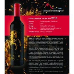 Vino Tinto de Autor Caballo Edición Oro Bodega SIERRA ALMAGRERA almerí