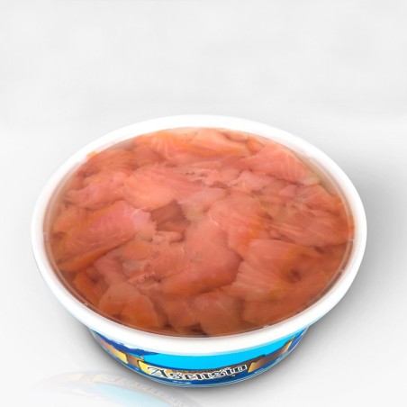 Salmón Recorte tarrina en aceite Salazones Asensio Marca Sabores Almería