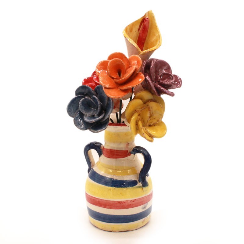 Juego 6 Flores con Jarrón ALFARERÍA LOS PUNTAS