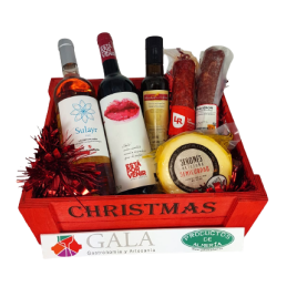 Lote navidAD vino blanco tinto aceite oliva chorizo salchichón serón