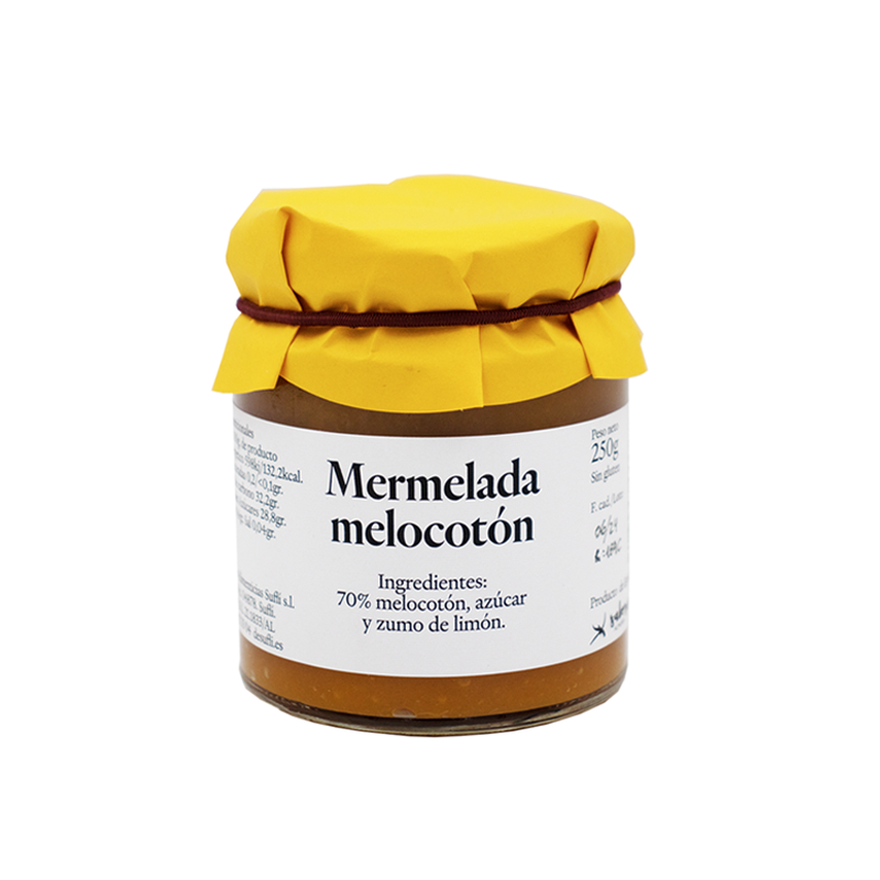 Mermelada casera de melocotón producto artesano de Almería sin gluten