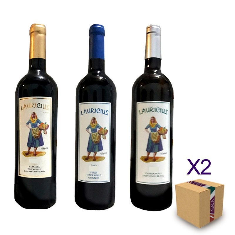 Pack degustación Vino tinto blanco barrica de Almería Bodega Lauricius