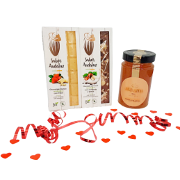 Pack regalo amor corazón san valentín chocolate ecológico miel almería