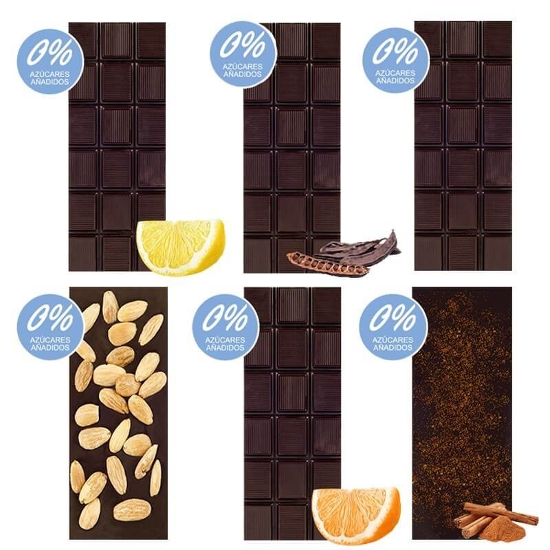 Chocolate Artesano Ecológico Negro Sin Azúcar Pack Surtido Almería