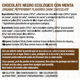 Chocolate Artesano natural Ecológico Negro 74% Cacao con Menta Almería