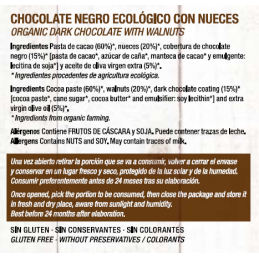 Chocolate Artesano Negro Ecológico Negro Cacao con Nueces Almería 