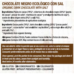 Chocolate Artesano Ecológico Negro Flor de Sal Cabo de Gata Almería
