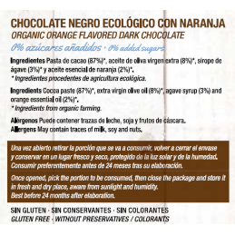 Chocolate Artesano Negro Ecológico Sin Azúcar con Naranja Almería 