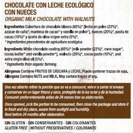 Chocolate con Leche y Nueces Artesano Ecológico AOVE Almería Natural 