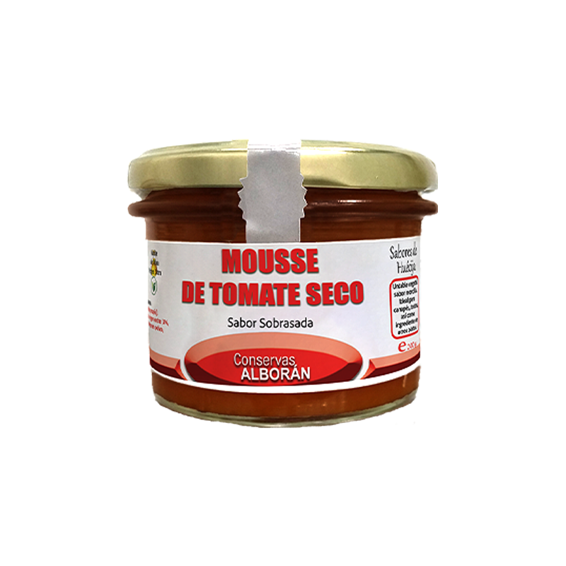 Mousse de tomate, sobrasada vegetal, CONSERVAS ALBORÁN, sin gluten