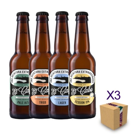 Pack Surtido Cervezas Artesanas EL CABO Lager Pale Ale 5 maltas Trigo.
