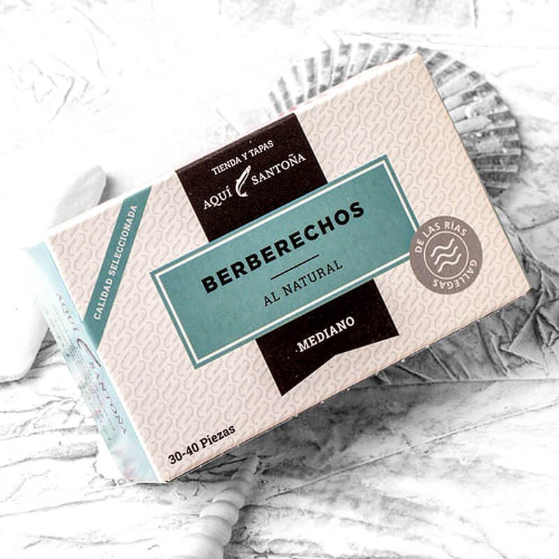 Berberechos al natural de rías gallegas conserva gourmet AQUI SANTOÑA