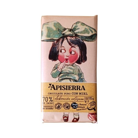 Chocolate Artesano Negro 70% cacao con Miel APISIERRA bajo en azúcar