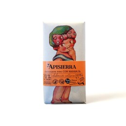 Chocolate Artesano Negro 70% cacao con naranja APISIERRA bajo azúcar