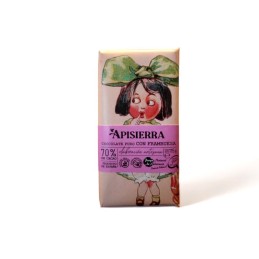 Chocolate Artesano Negro 70% cacao con Frambuesa APISIERRA bajo azúcar