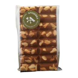 Chocolate Artesano con Leche Caramelo Almendras APISIERRA bajo azúcar 