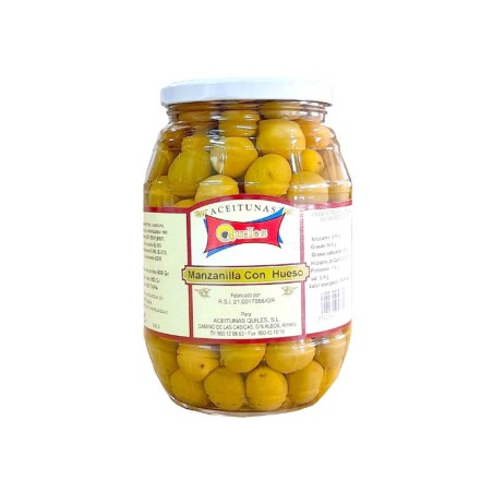 ACEITUNAS VERDES MANZANILLA SABOR ANCHOA CON HUESO QUILES