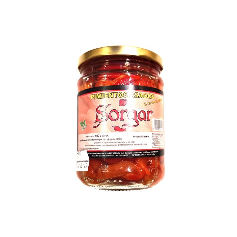 pimiento rojo ecológico asado al carbón artesanalmente sin aditivos