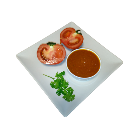 Mousse de tomate, sobrasada vegetal, CONSERVAS ALBORÁN, sin gluten